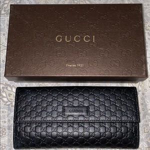 Gucci Micro Guccissima Black Trifold Wallet